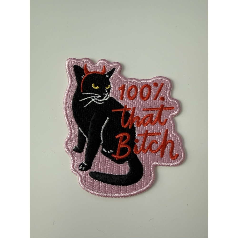 Cat Embroidered Patch‎ 3in 100% That B Devil Cat